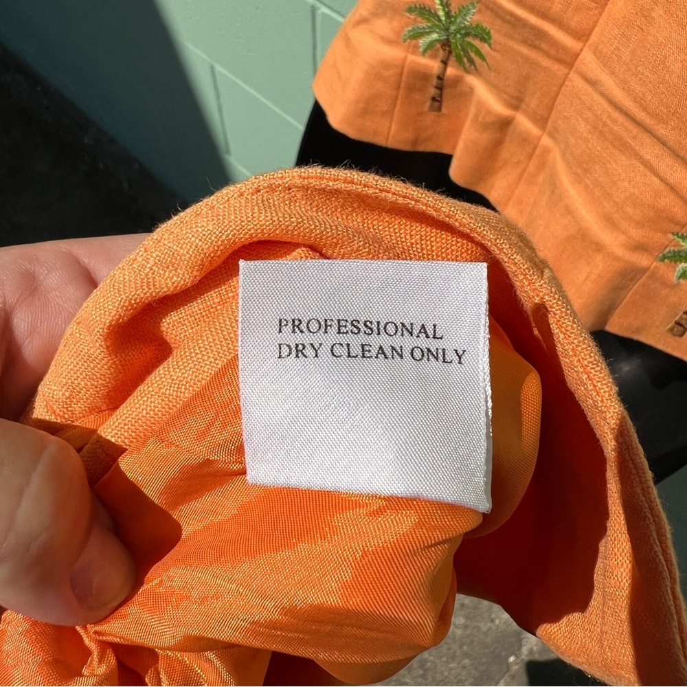 Jade by Melody Tam 100% Linen Embroidered Palm Tree Two Piece Set Size 4 - Picture 9 of 10